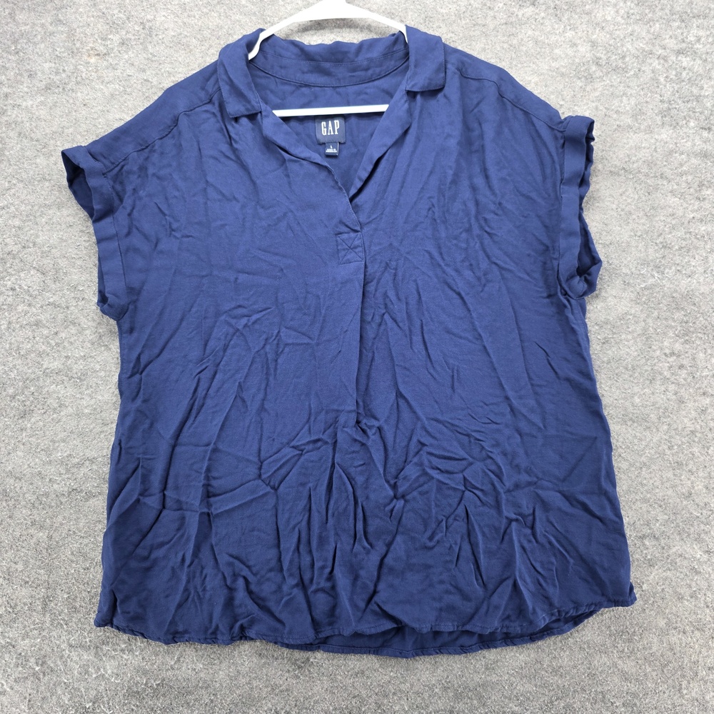 GAP Shirt Womens Large Short Sleeve Collared Pullover Relaxed Fit Casual Top